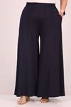 49003 Büyük Beden Beli Lastikli Penye Etek Pantolon - Koyu Lacivert