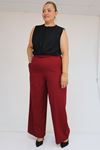 59017 Büyük Beden Beli Lastikli Bolpaça Pantolon - Bordo
