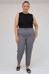 59018 Büyük Beden Boru Paça Double Kumaş Pantolon - Gri