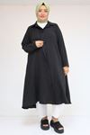 58093 Büyük Beden Mevlana Kesim Müslin Gömlek - Siyah