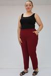 59015 Büyük Beden Borupaça Krep Pantolon - Bordo