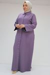 56012 Büyük Beden Kol Garnili Etamin Abaya Ferace - Lila