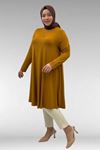 28016 Büyük Beden  Penye Mevlana Tunik - Tütün