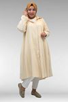 58093-1 Büyük Beden Mevlana Kesim Müslin Gömlek - Krem