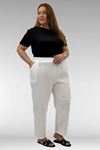 59022 Büyük Beden Paçası Yarım Lastikli Müslin Pantolon - Ekru