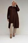 43008 Büyük Beden Penye Ceket - Kahve